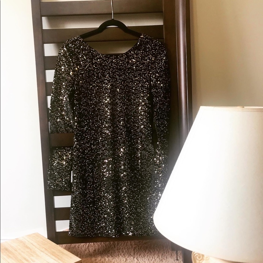 Beautiful velvet shiny black dress